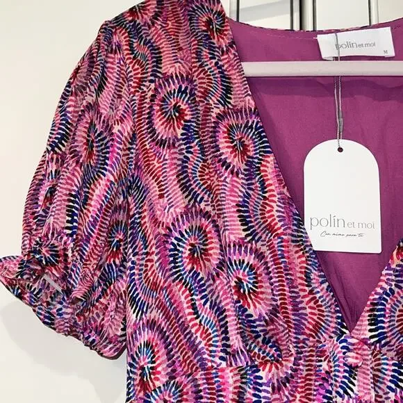 POLIN art MOI BNWT pink swirl patterned midi - Picture 4 of 8